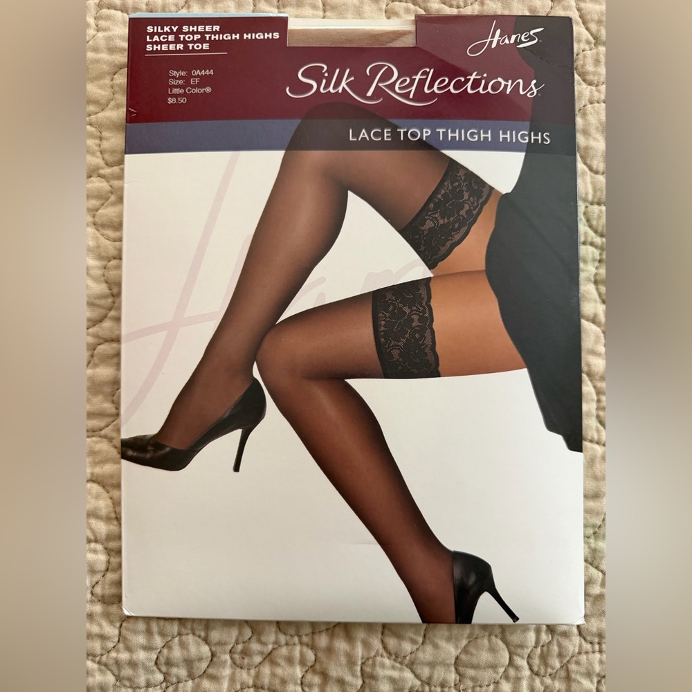 Hanes Silk Reflections Lace Thigh Highs